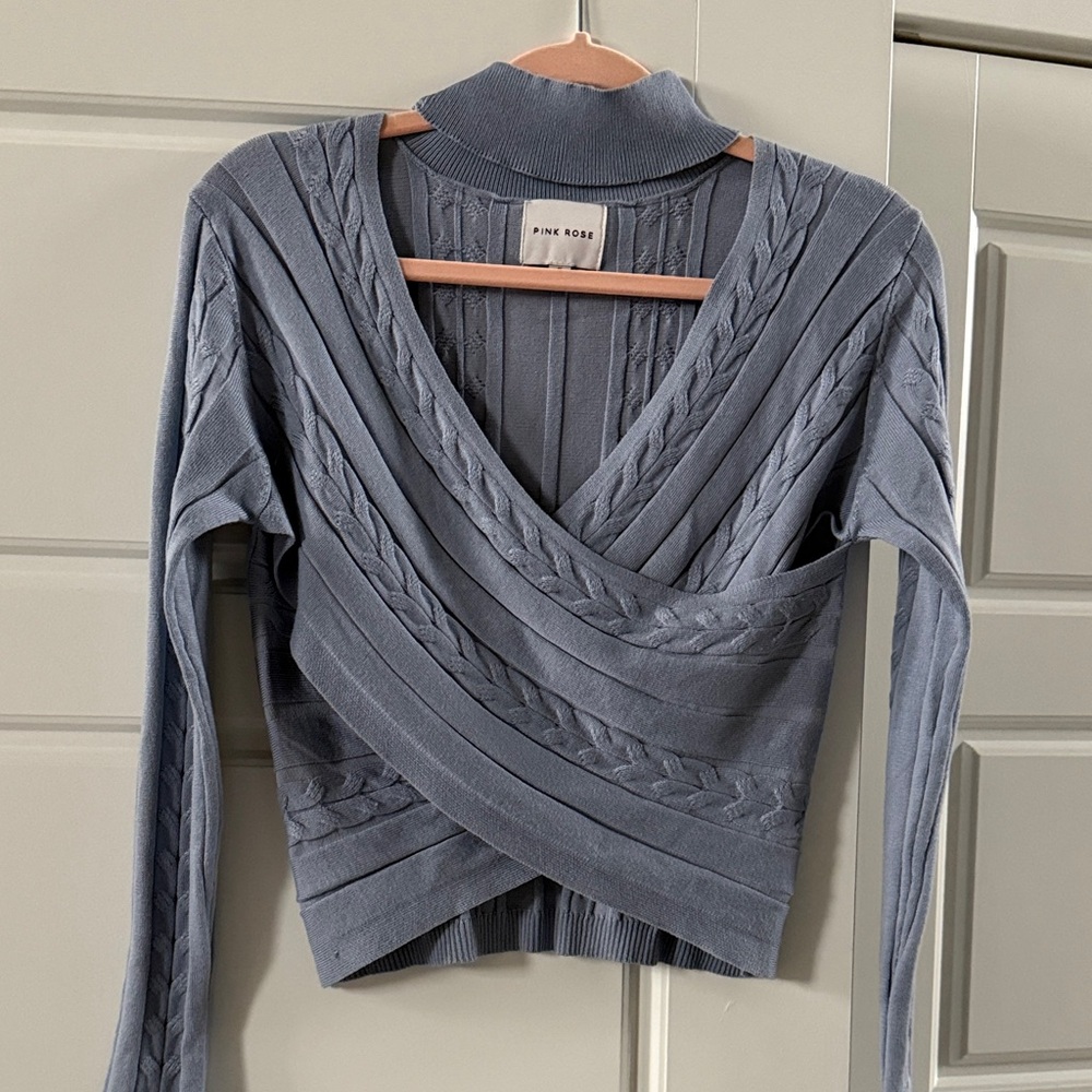 Women's V-Neck Sweater in Slate Blue